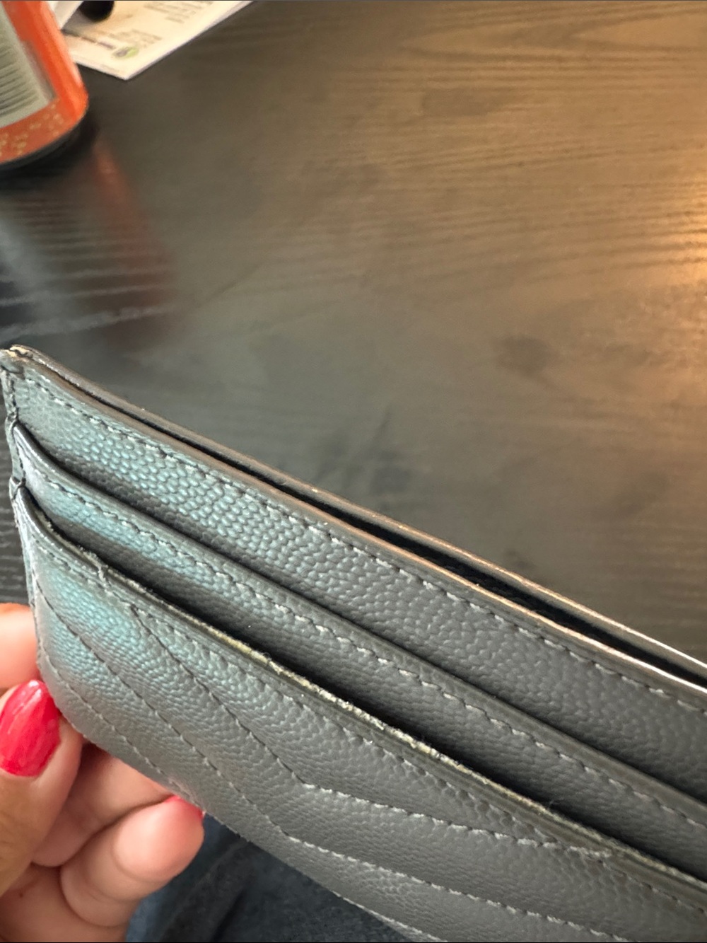 Saint Laurent Gray Quilted Card Holder with Gold YSL Hardware - Picture 8 of 15